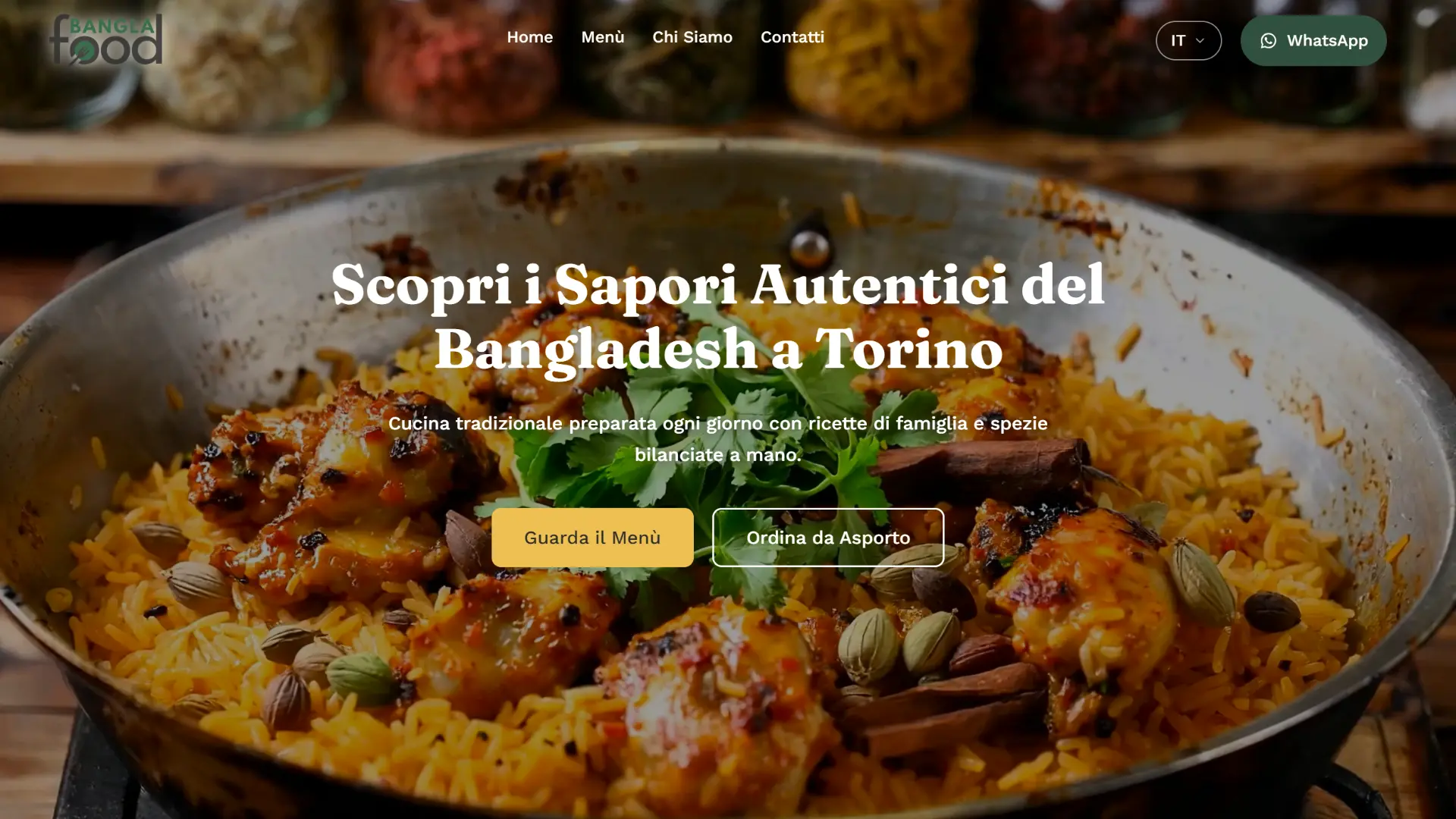 Hero del sito Bangla Food con la cucina autentica bangladese a Torino